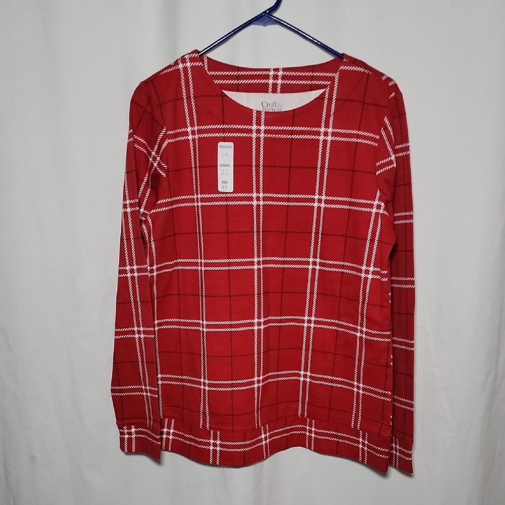 Croft & Barrow Red Plaid Long Sleeve Tee